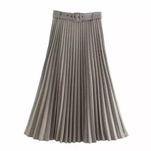 Carica l&#39;immagine nel visualizzatore di Gallery, Pleated Midi Skirt Vintage With Belt