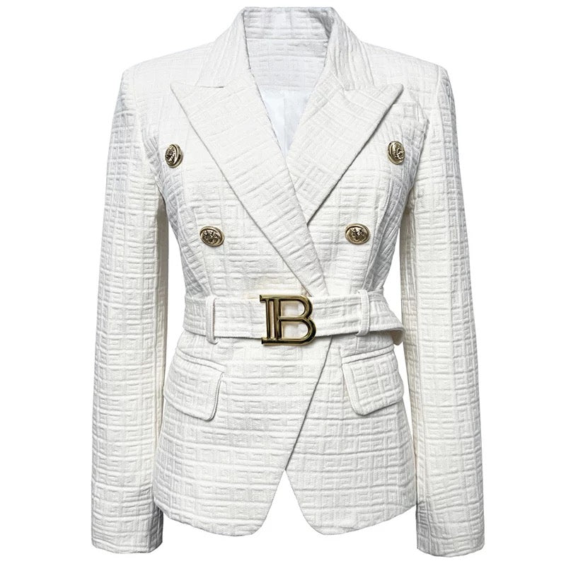 Texture Blazer with Belt