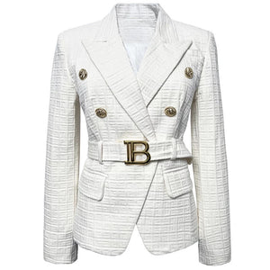 Texture Blazer with Belt