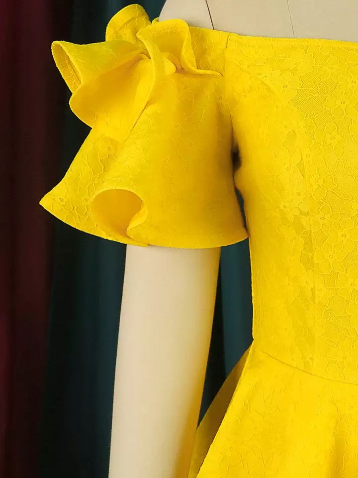 Yellow Lace Peplum Dress yourpersonalstylistuk Yellow Lace Peplum Dress yourpersonalstylistuk
