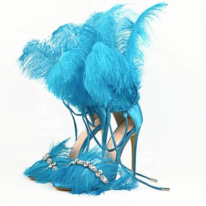 Crystal Tassels Feather Sandals