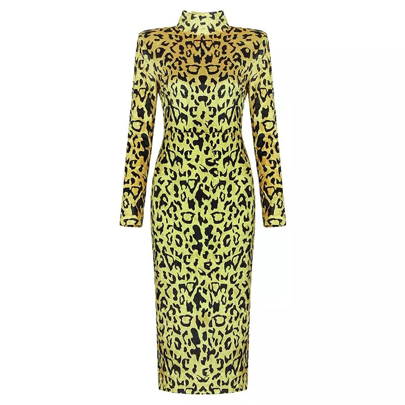 Leopard Velvet Bodycon Dress