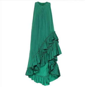 Green Frills Irregular Dress