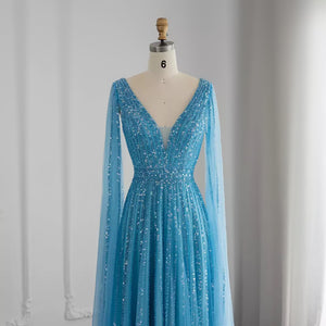 Cape Sequin Luxury Gown