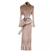 Load image into Gallery viewer, Knitted Bodycon Dress with Belt