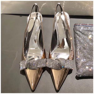 Silver Rhinestone Pointed Stiletto