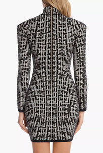 Geometric Celebrity Bandage Mini Dress