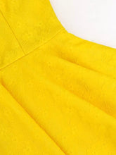 Load image into Gallery viewer, Yellow Lace Peplum Dress