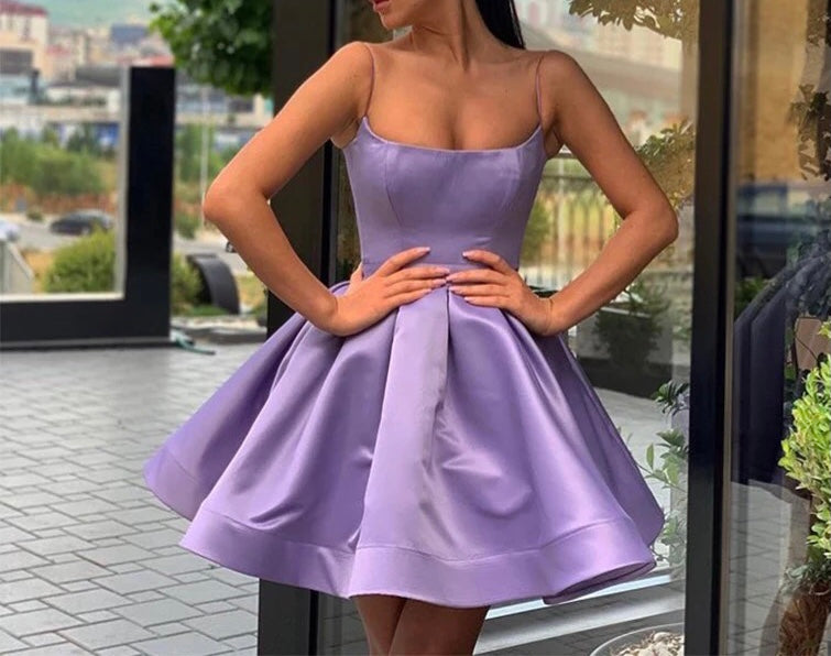Simple Mini Purple Cocktail Dress