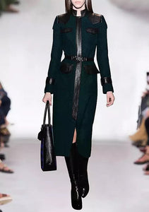 PU Leather Fashion Slim Jacket Dress