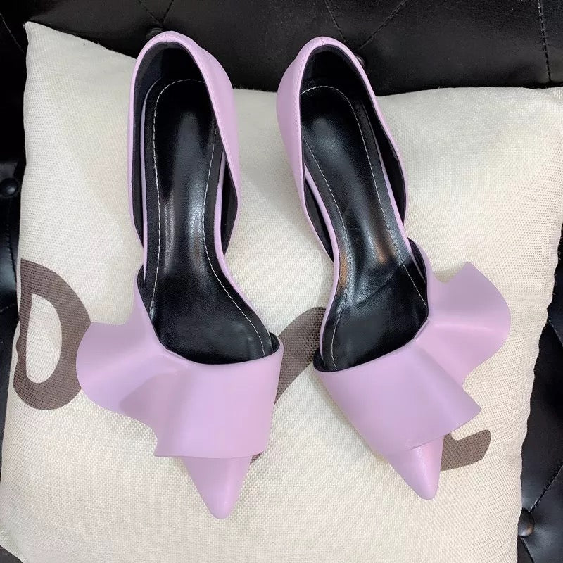 Ruffles Pointed Toe Pumps