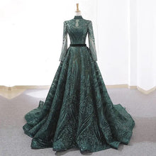 Charger l&#39;image dans la galerie, High Neck Sequin Arabic Wedding Party Dress