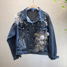 Load image into Gallery viewer, Flower Embroidered Denim Jacket