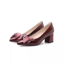 Load image into Gallery viewer, Bow Slipon Block Heels Pumps