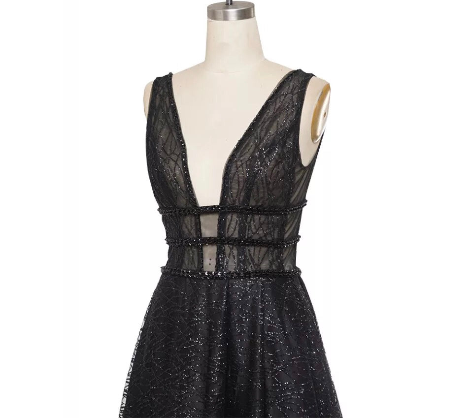 Sparkle Elegant Evening Trail Dress