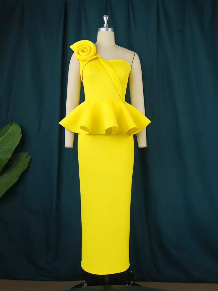 Yellow Ruffles Peplum Set