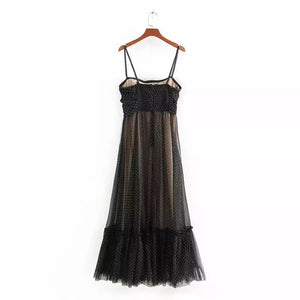Pleated Mesh with Tulle Dress