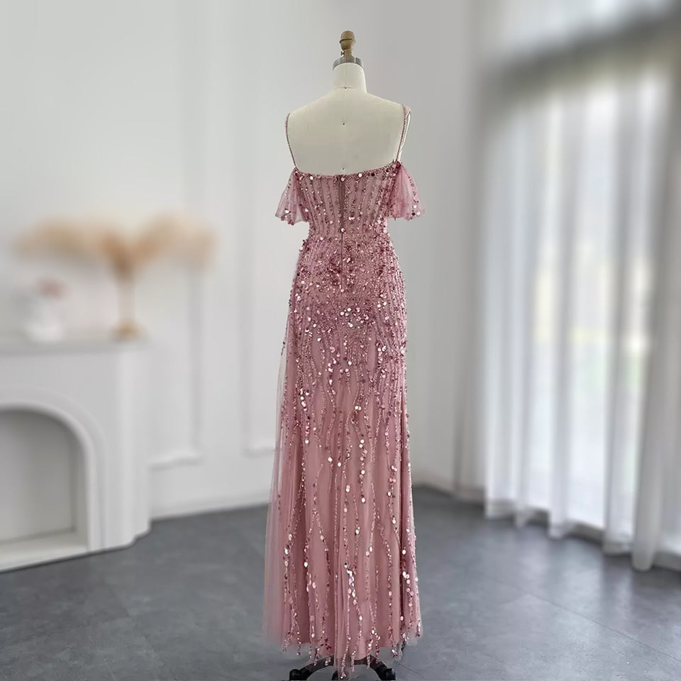 Mermaid High Slit tinsel Gown