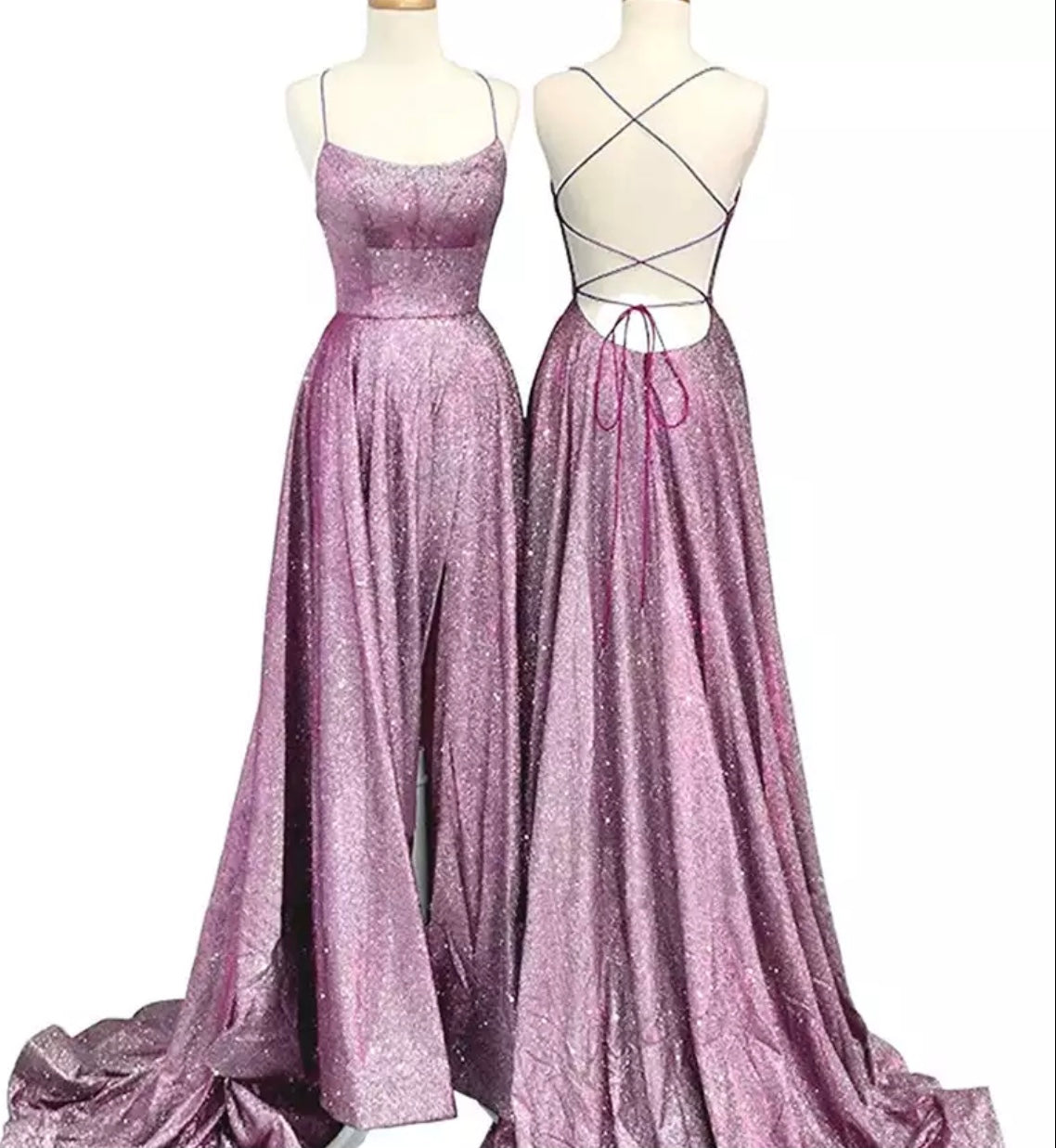 Glitter High Slit Prom Dress