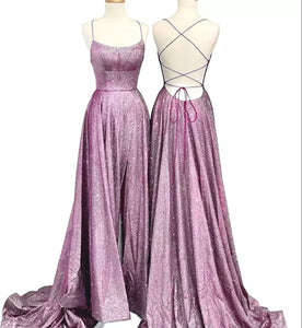 Glitter High Slit Prom Dress