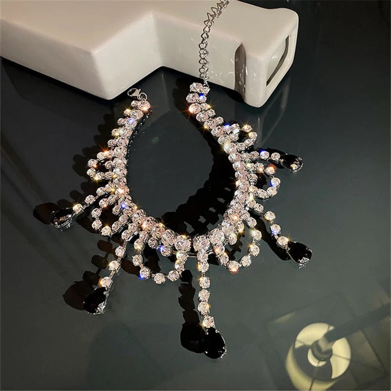 Black Water Drop Crystal Necklace