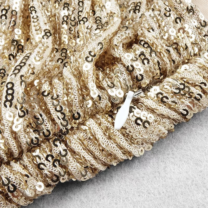 One Shoulder Mesh Sequins Dress