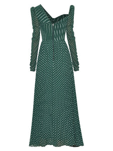 Green Runway Dot Hollow Out Dress