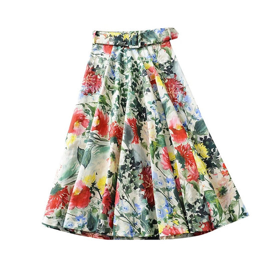 Vintage Floral Midi Skirt