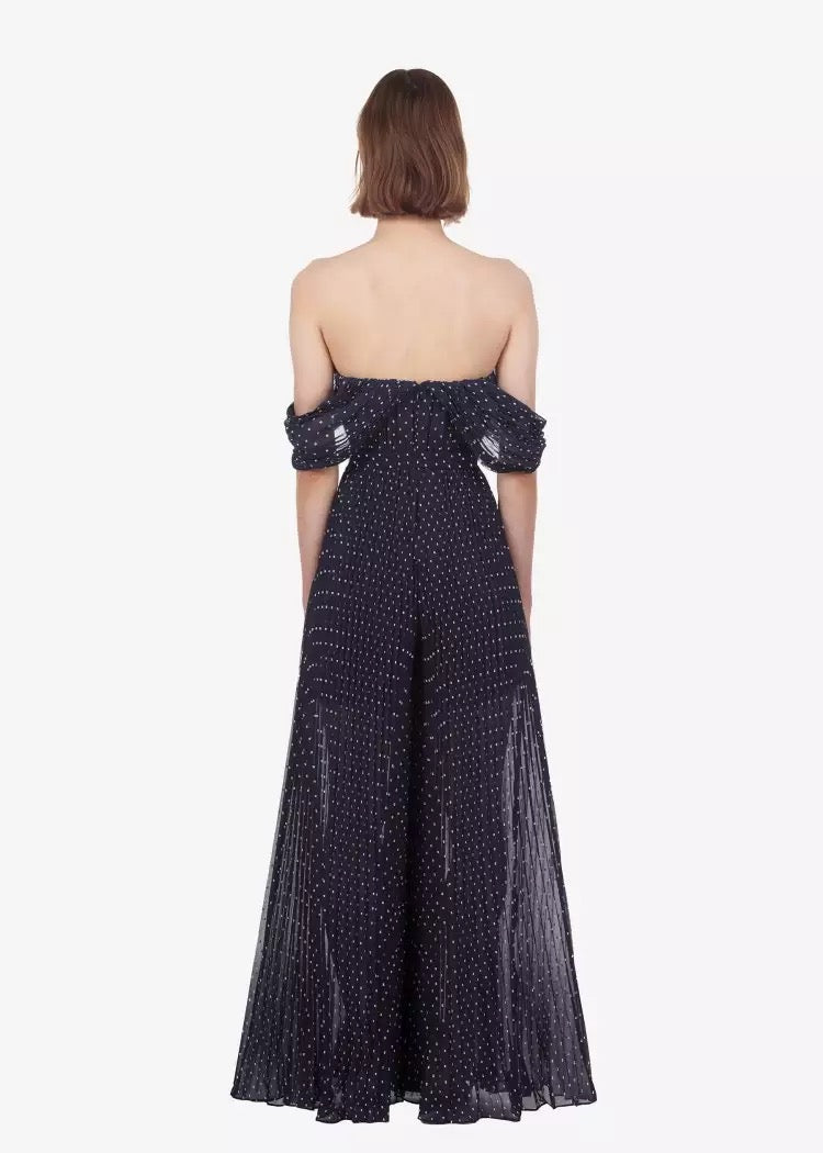 Strapless Navy Polka Dot Chiffon Romper