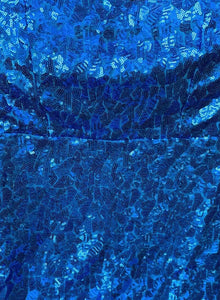 Elegant Blue Sequin Split Bodycon Gown