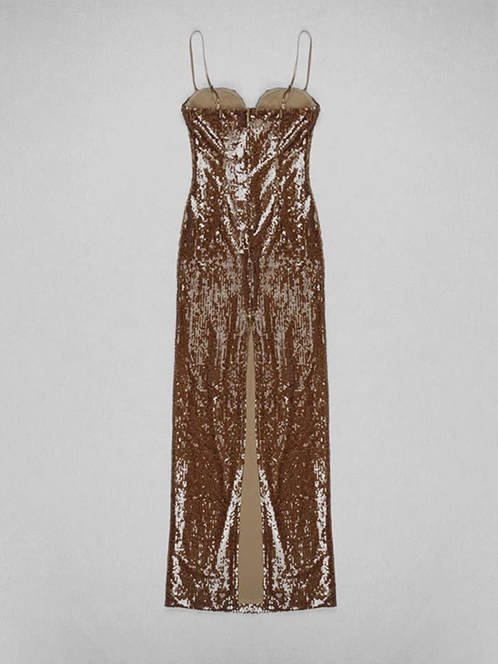 Coffee Flower Sequin Pie Dress