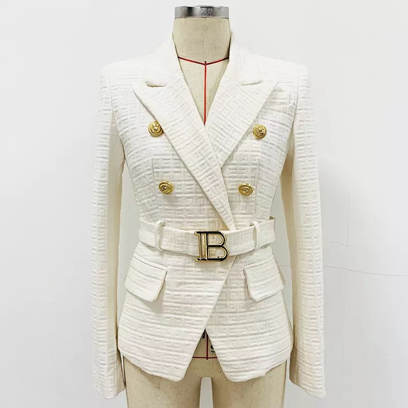 Texture Blazer with Belt