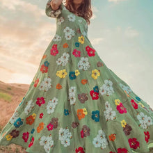 Load image into Gallery viewer, Floral Embroidery Boho Swing Dress