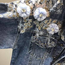 Load image into Gallery viewer, Flower Embroidered Denim Jacket