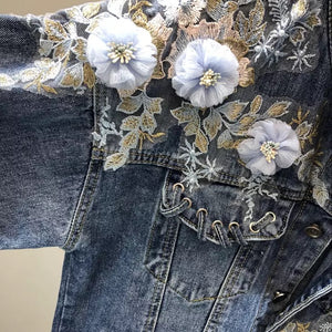Flower Embroidered Denim Jacket