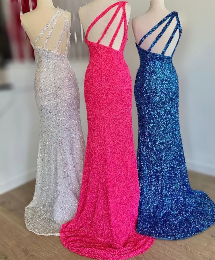 Mermaid Sequinned One-Shoulder Dress