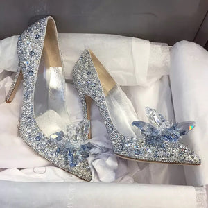 Silver Rhinestone Cinderella Pumps