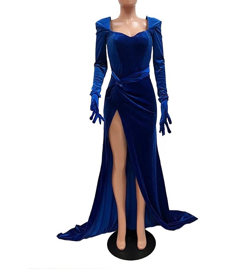 Velvet Slash Neck Gown