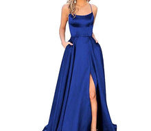 Charger l&#39;image dans la galerie, High Slit Cross Back Prom Gown