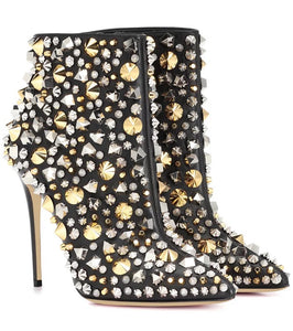 Rivets Studded Ankle Boots