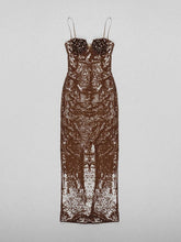 Cargar imagen en el visor de la galería, Coffee Flower Sequin Pie Dress