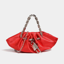Load image into Gallery viewer, Designer Chain Ruched Pouch Bag
