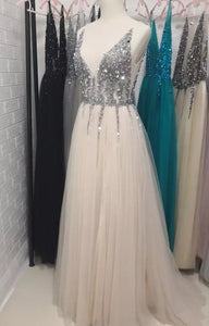 Beading Crystal High Splits Gown