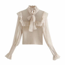 Charger l&#39;image dans la galerie, Ruffles Knitting Bow Tied Top