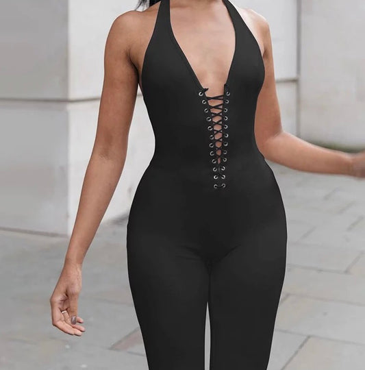 Bandage Backless Lace Up Playsuit