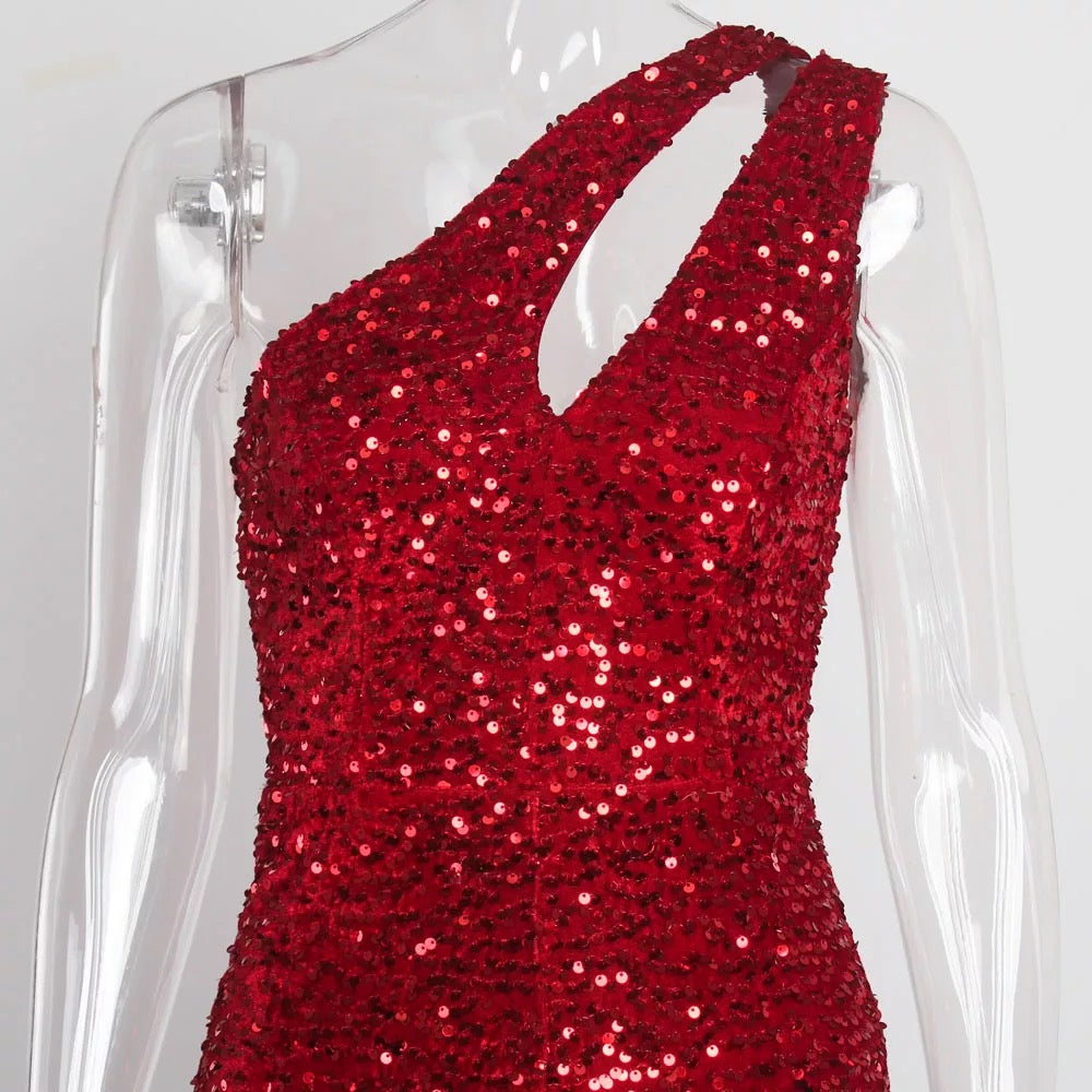 Cut Out Sequins Stretch Mermaid Gown