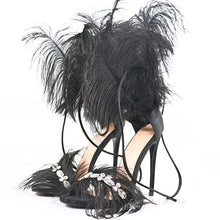 Load image into Gallery viewer, Crystal Tassels Feather Sandals