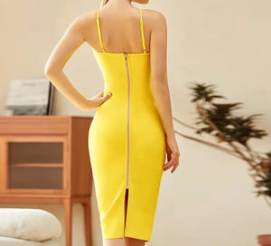Halter Yellow Bandage Dress