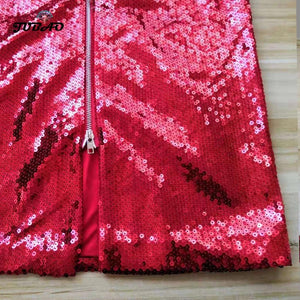 Red Sequin Evening Dress