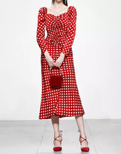 Carregar imagem no visualizador da galeria, Red Polka Dot Print Dress